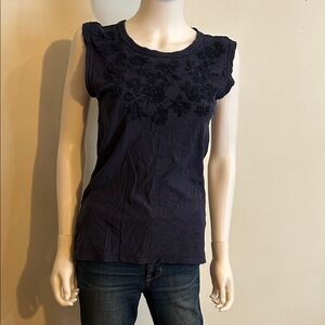 GAP Navy Floral Embroidered Tank Top